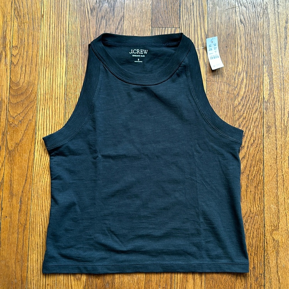 NWT J. Crew '90s cropped organic slub cotton tank BLACK
